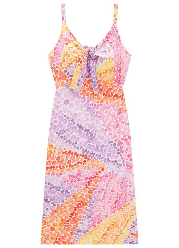 Lunender - Vestido Midi em Viscose com Laço Busto Laranja