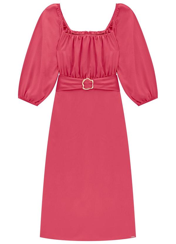 Lunender - Vestido Midi em Viscose e Cinto Rosa