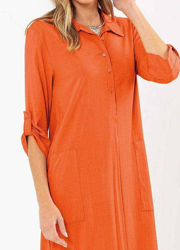 Cativa - Vestido Midi em Viscose Laranja Escuro 2