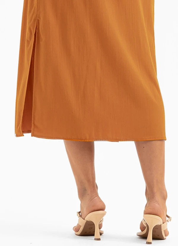 Cativa - Vestido Midi em Viscose Laranja Escuro 5