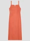 Cereja Rosa - Vestido Midi em Viscose Linho com Alças Bege - variação: Laranja
