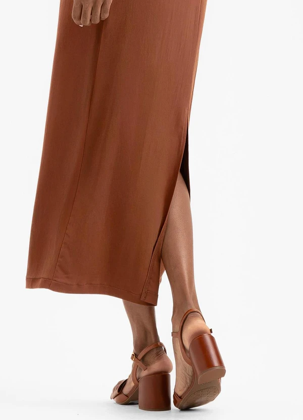 Cativa - Vestido Midi  em Viscose Marrom 3