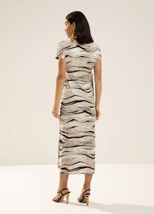 Gris - Vestido Midi em Viscose  Marrom - GRIS
