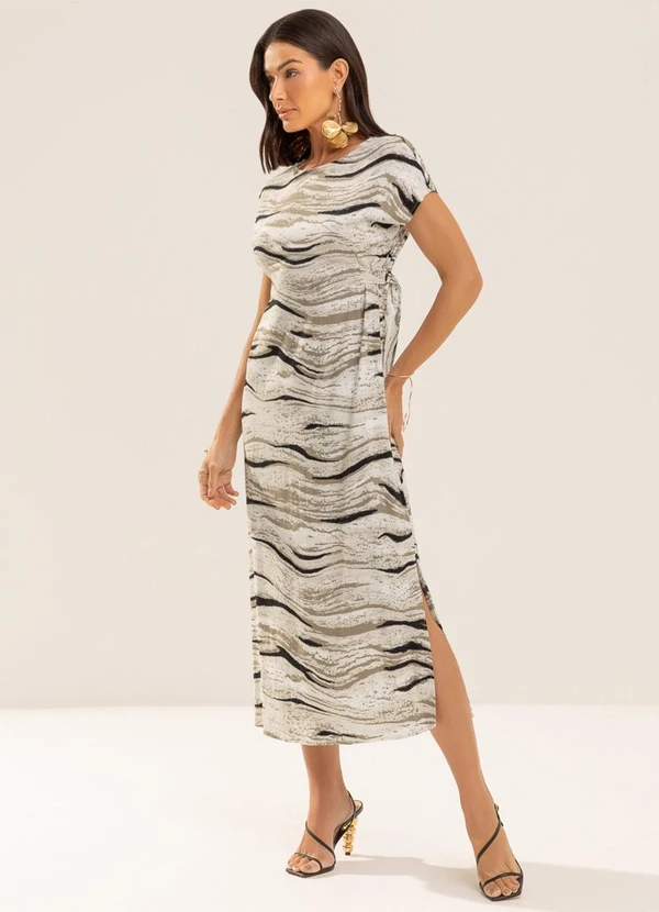 Gris - Vestido Midi em Viscose Marrom