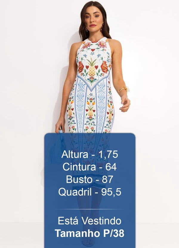 Farm - Vestido Midi em Viscose Off White 9