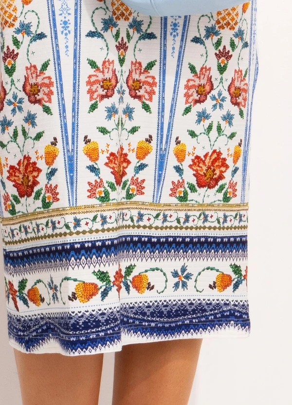 Farm - Vestido Midi em Viscose Off White 5