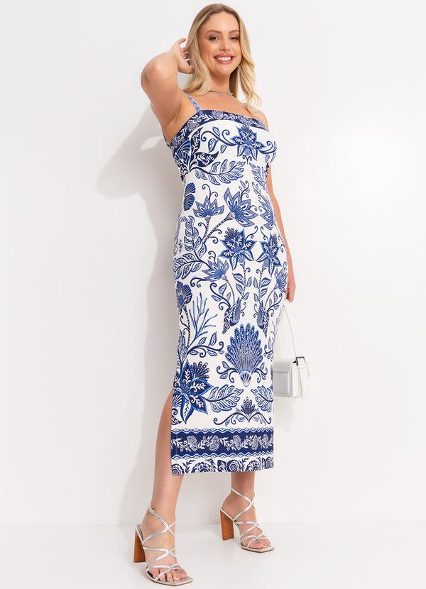 Farm - Vestido Midi em Viscose Azul 10