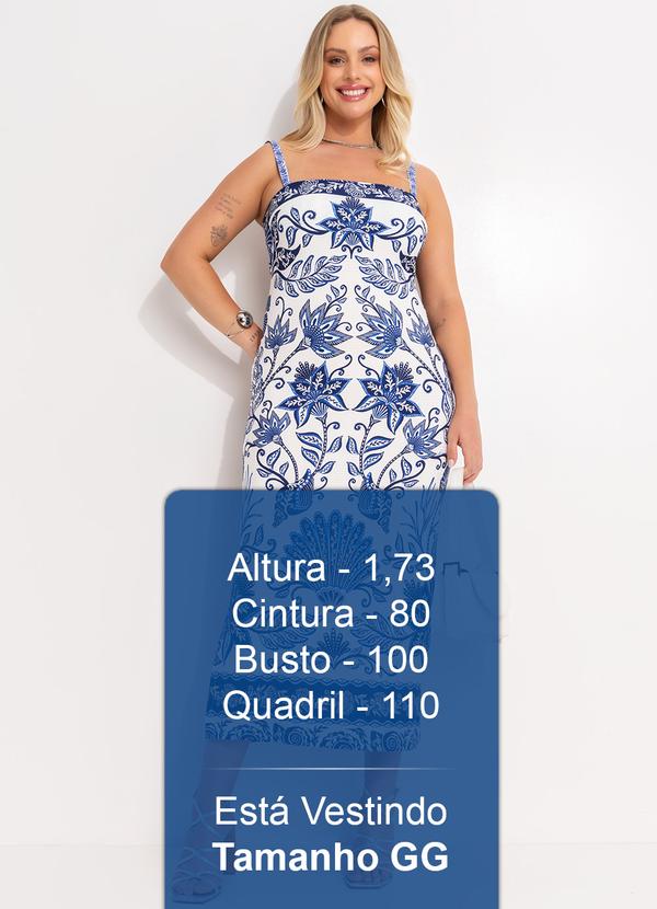 Farm - Vestido Midi em Viscose Azul 12