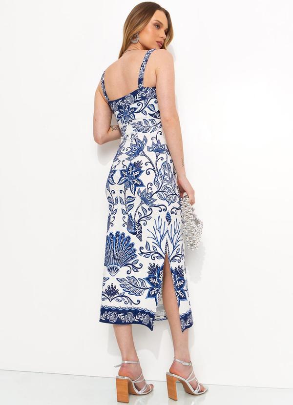 Farm - Vestido Midi em Viscose Azul 2