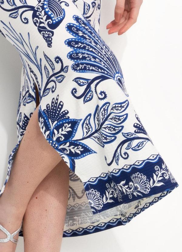 Farm - Vestido Midi em Viscose Azul 6