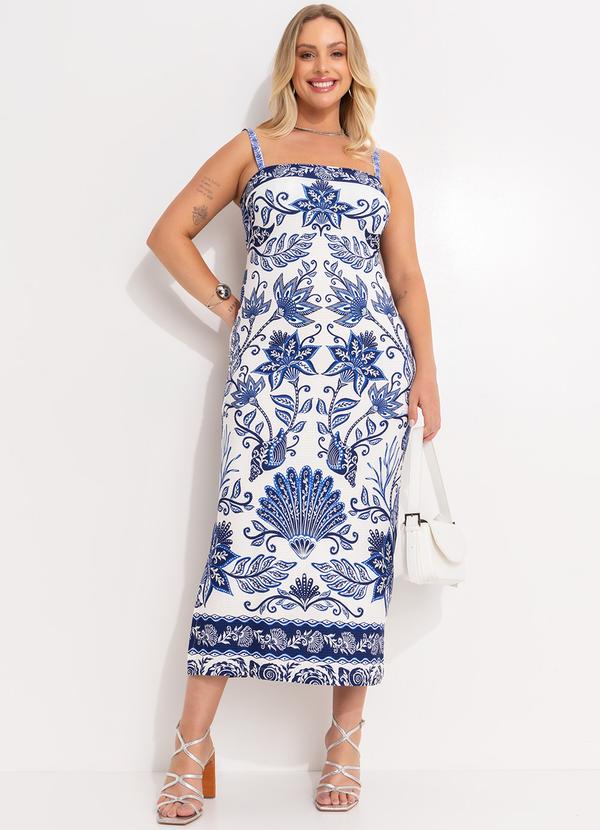 Farm - Vestido Midi em Viscose Azul 8