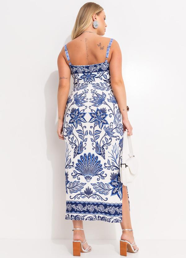 Farm - Vestido Midi em Viscose Azul 9