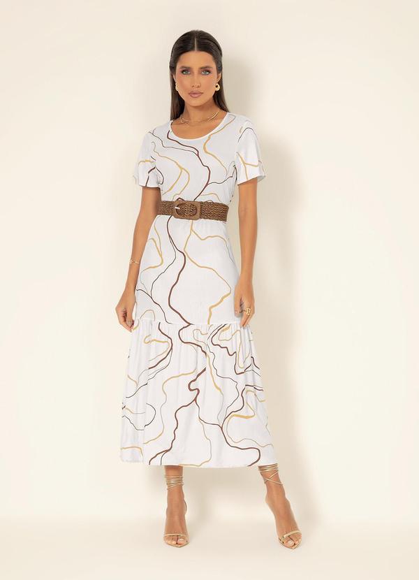 Gris - Vestido Midi em Viscose Off White