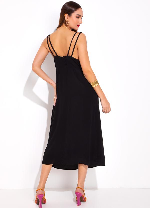 Dzarm - Vestido Midi em Viscose Preto 2