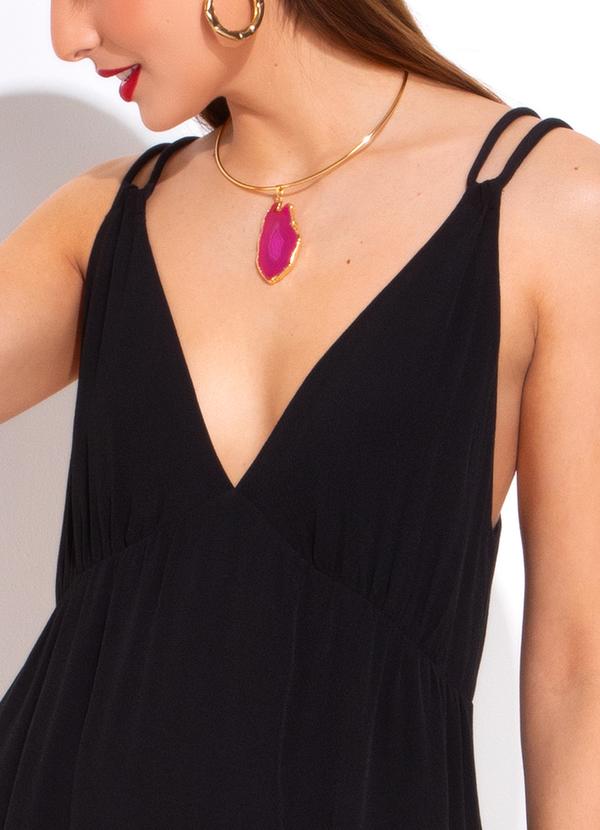 Dzarm - Vestido Midi em Viscose Preto 3