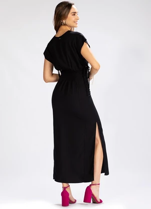 Colcci - Vestido Midi em Viscose Preto - COLCCI