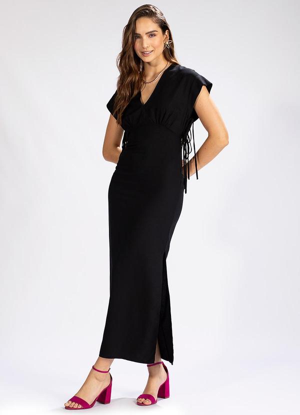 Colcci - Vestido Midi em Viscose Preto