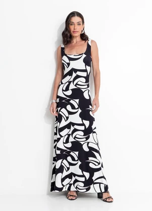 Farm - Vestido Midi em Viscose Preto - FARM