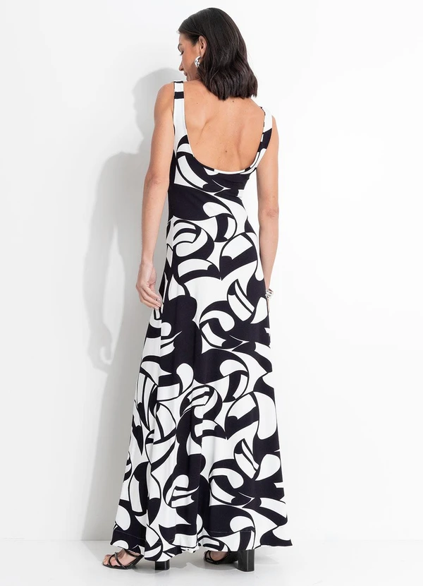 Farm - Vestido Midi em Viscose Preto 2