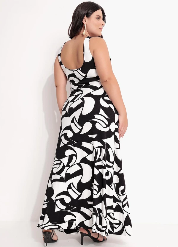 Farm - Vestido Midi em Viscose Preto 8