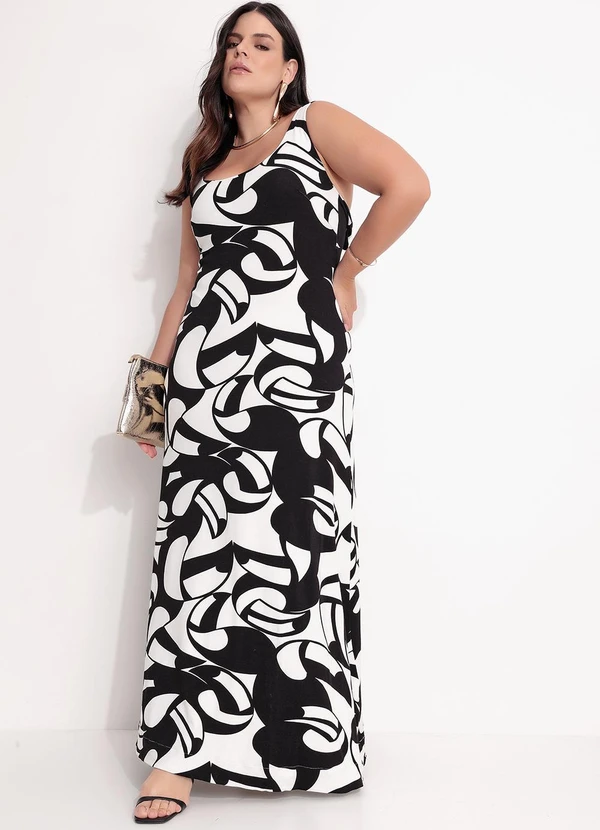 Farm - Vestido Midi em Viscose Preto 9