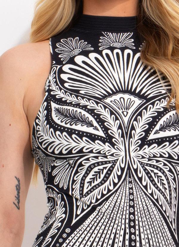 Farm - Vestido Midi em Viscose Preto 6