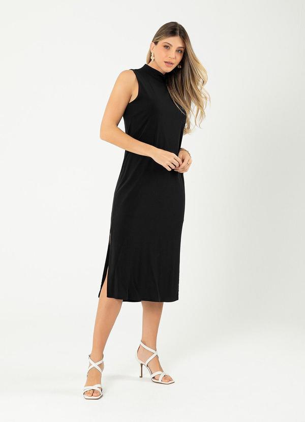 Cativa - Vestido Midi em Viscose Preto