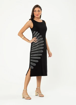 Cativa - Vestido Midi em Viscose Preto - CATIVA