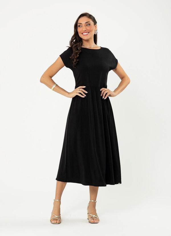 Cativa - Vestido Midi em Viscose Preto