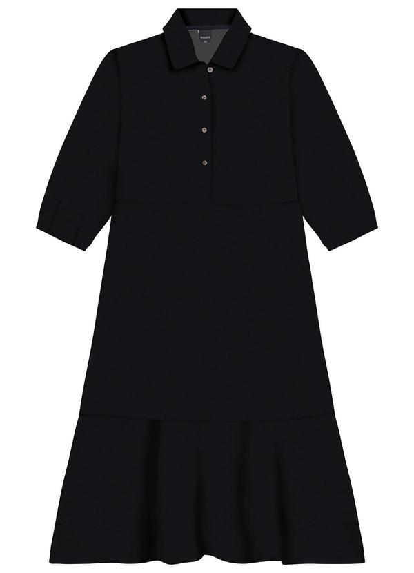 Malwee - Vestido Midi em Viscose Preto
