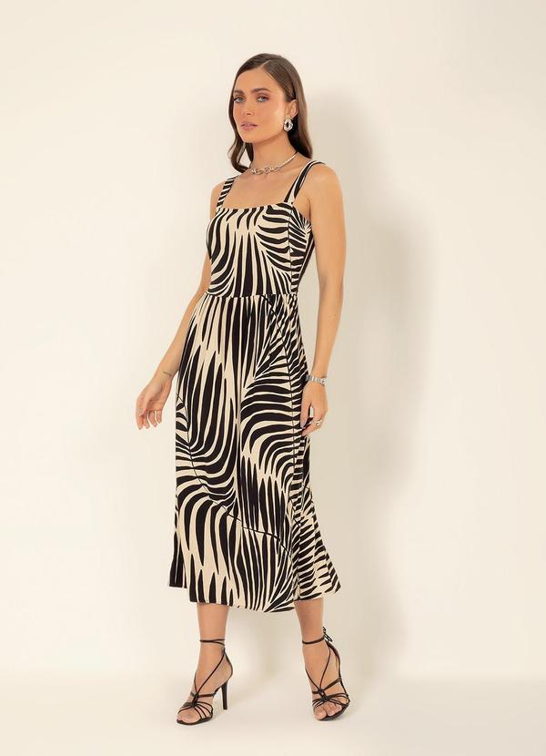 Gris - Vestido Midi em Viscose Preto