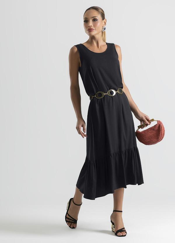 Cativa - Vestido Midi em Viscose Preto