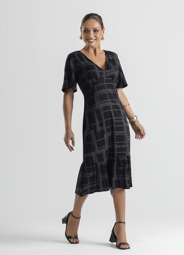 Cativa - Vestido Midi em Viscose Preto 1
