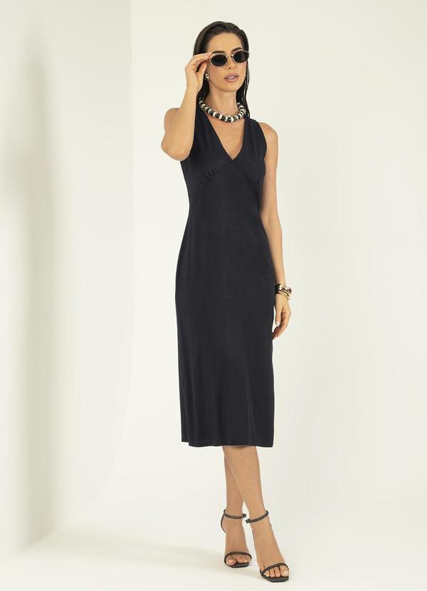 Gris - Vestido Midi em Viscose Preto