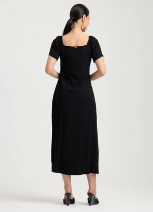 Gris - Vestido Midi em Viscose Preto - GRIS