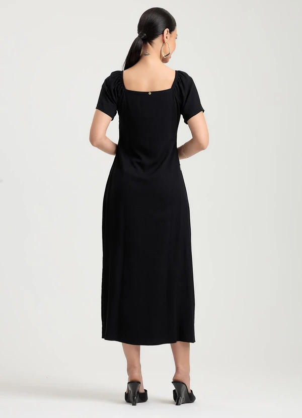 Gris - Vestido Midi em Viscose Preto 2