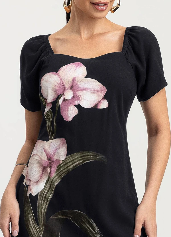 Gris - Vestido Midi em Viscose Preto 3