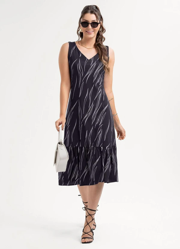 Habana - Vestido Midi em Viscose Preto