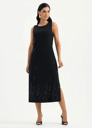 Cativa - Vestido Midi em Viscose Preto - CATIVA