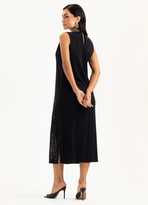 Cativa - Vestido Midi em Viscose Preto - CATIVA