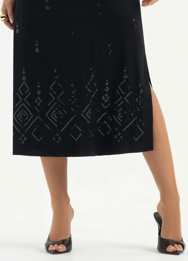 Cativa - Vestido Midi em Viscose Preto 3