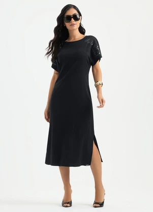 Cativa - Vestido Midi em Viscose Preto - CATIVA