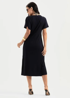Cativa - Vestido Midi em Viscose Preto - CATIVA