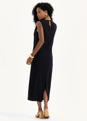 Cativa - Vestido Midi  em Viscose Preto - CATIVA