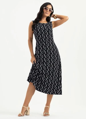 Cativa - Vestido Midi em Viscose Preto - CATIVA