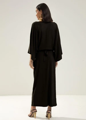 Gris - Vestido Midi em Viscose  Preto - GRIS