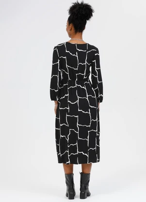 Habana - Vestido Midi em Viscose Preto - HABANA