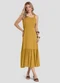 Dianna - Vestido Midi em Viscose Rajada Verde - variação: Amarelo