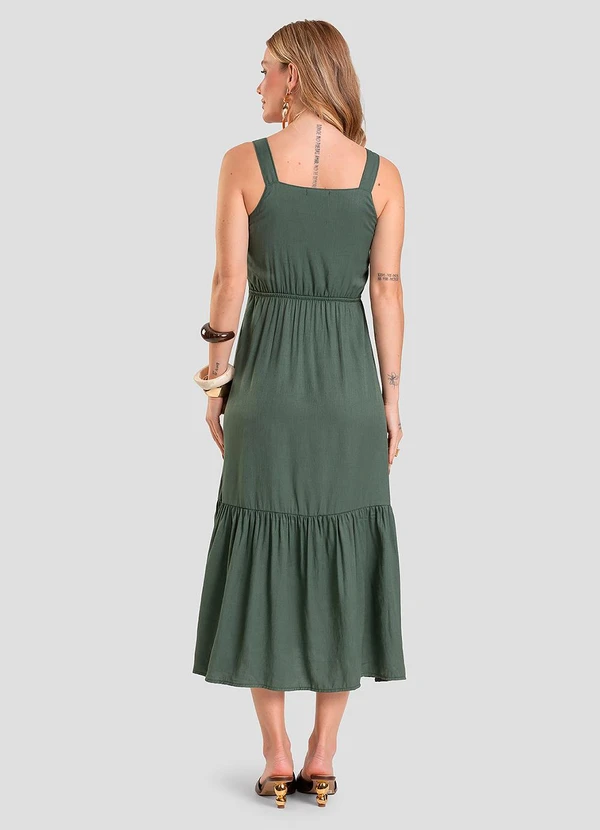 Dianna - Vestido Midi em Viscose Rajada Verde 1