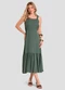Dianna - Vestido Midi em Viscose Rajada Verde - variação: Verde